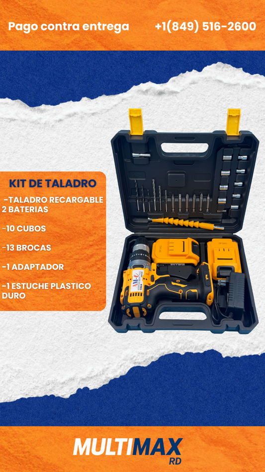 Mini Taladro AM-E 12V + 24 ACCESORIOS Y 2 BACTERIAS RECARGABLES